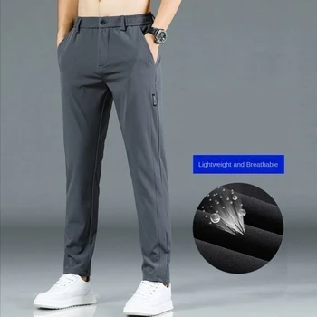 2022 İlkbahar ve Yaz gündelik erkek pantolonları Elastik Bel düz pantolon Kore Slim Fit İş Klasik Pantolon Erkek Sweatpants