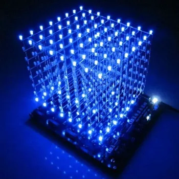 3D LED ışık kare DIY kiti 8x8x8 3mm LED küp beyaz LED mavi / kırmızı ışın ışık PCB kartı masa lambaları ücretsiz kargo