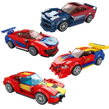 4 Adet Şehir Süper Araba Yarışı Blok Seti Moc Sportscar Hız Şampiyonları Racers Araç Modeli oyuncak inşaat tuğlaları Erkek Çocuklar İçin
