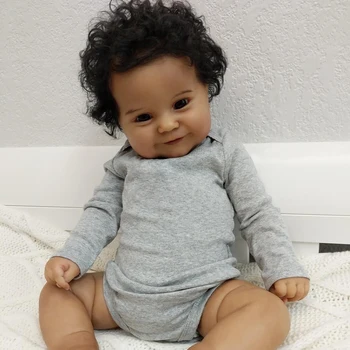 50 cm Silikon Reborn Bebekler Sevimli Bebek Reborn Oyuncaklar Pamuk Vücut Siyah Gerçekçi Simülasyon Reborn Bebe Bebek Kız Çocuk Hediyeler İçin