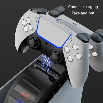 Dualsense Dock Cradle Şarj İstasyonu Uyumlu w / PS5 Kablosuz Denetleyici çifte şarj makinesi Led Göstergesi İle USB Şarj