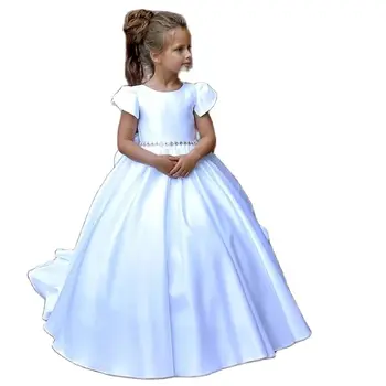 Kabarık Dantel Bebek Kız Parti Elbise Çocuklar Katmanlar Çiçek Kız Elbise Hi-Düşük Prenses Elbise Sevimli İlk Communion Abiye