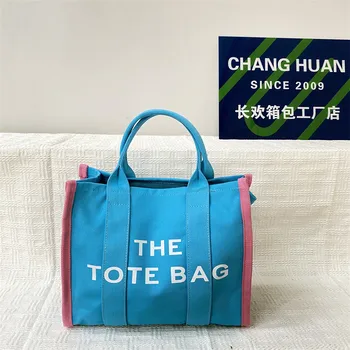 Lüks Markalar Tuval Tote Mektup Omuz Crossbody Çanta Kadınlar için tasarımcı çantası Kadın Çanta Kontrast Renkler Alışveriş Çantalar