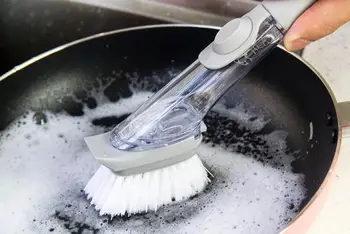 Mutfak Temizleme Fırçası Scrubber Bulaşık Yıkama Kase Dolum Sıvı Sabun Fırçası artı 3 süngerleri Mutfak Pot Temizleyici Yıkama Aracı