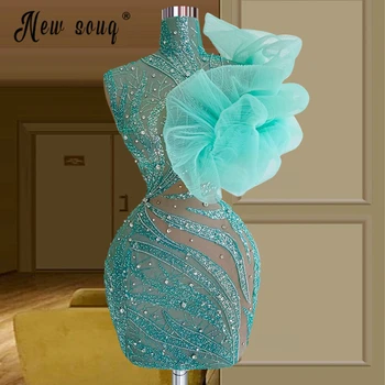 Yeni Yeşil Çiçek Puf Kollu ShNew Grort yaz elbisesi Boncuklu Kristaller Ünlü Kulübü Gece Parti Abiye giyim Afrika Kolsuz